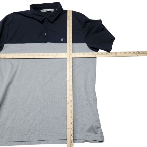 Travis Mathew Mens XL Polo Shirt Colorblock Black Gray Cotton/Polyester Blend - Picture 6 of 7